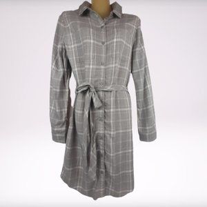 Banana Republic Plaid Buttoned Shirt Dress with Tie Belt Size 6